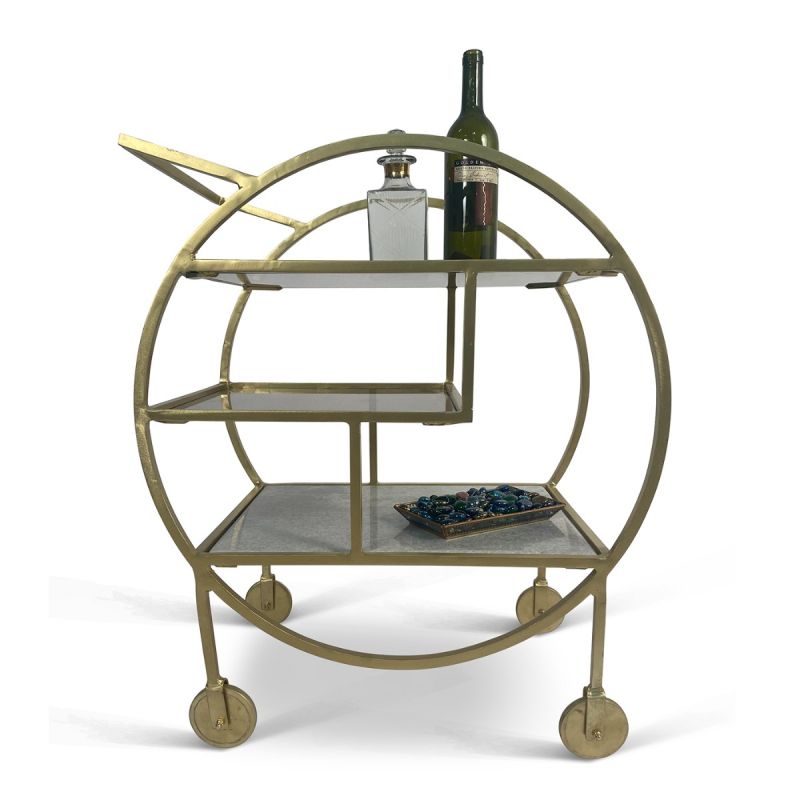 Mayfair Three Tier Drinks Trolley - Gold