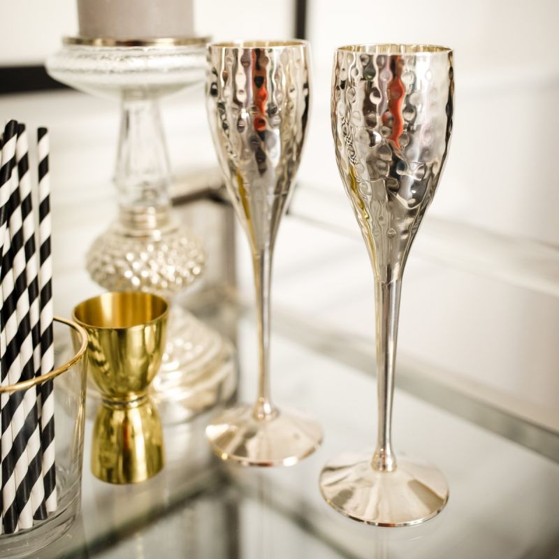 Pair of Hammered Champagne Goblets 