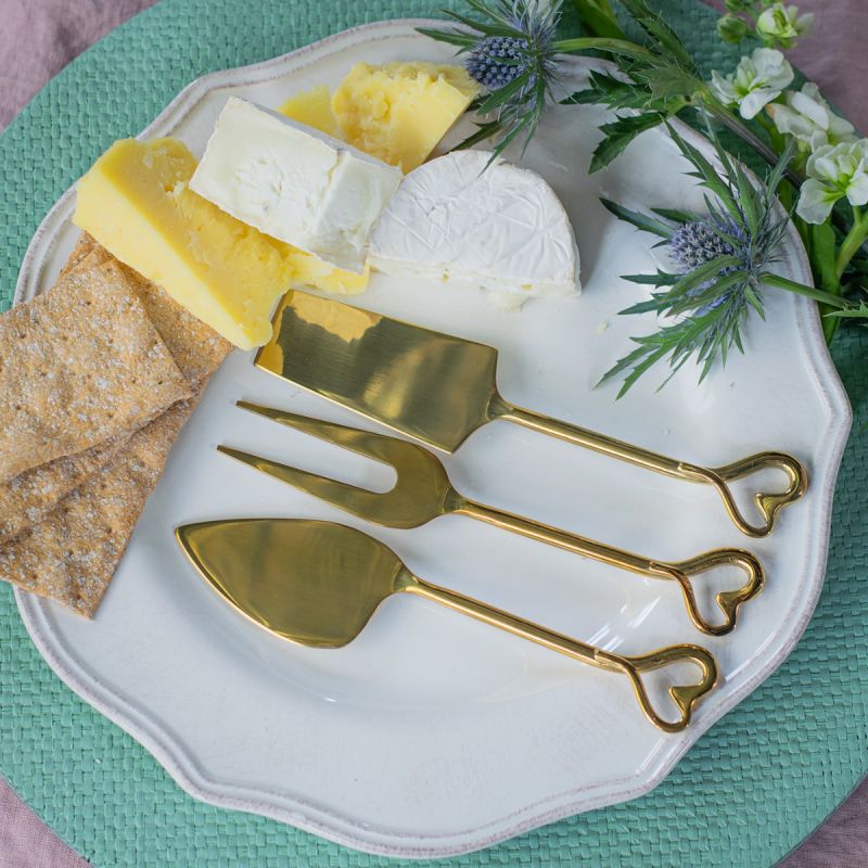 Champagne Gold Amore Set Of 3 Mixed Cheese Knives