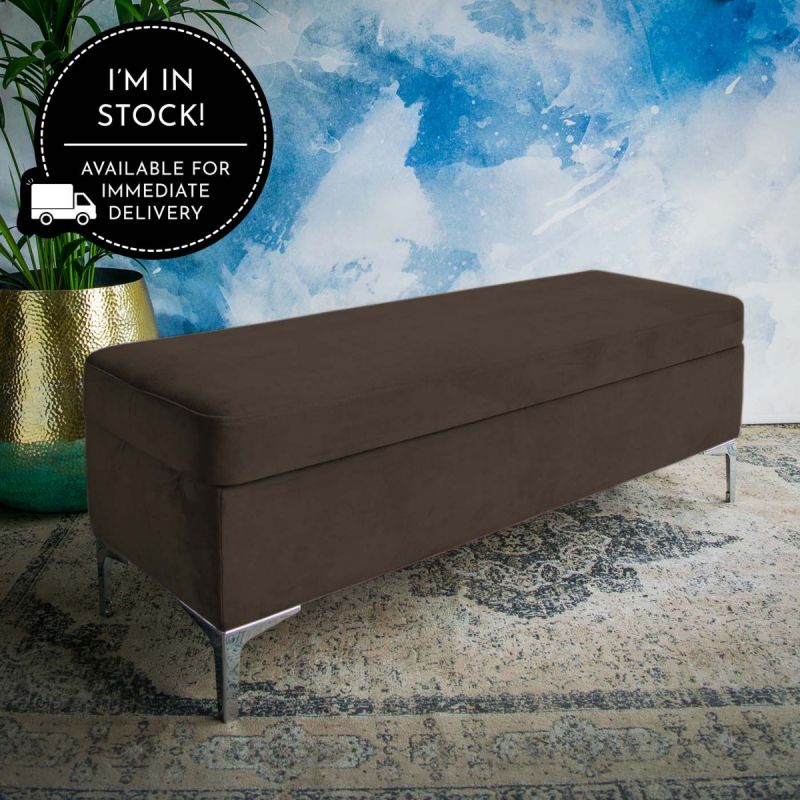 Emmie Velvet Mole Ottoman Bench