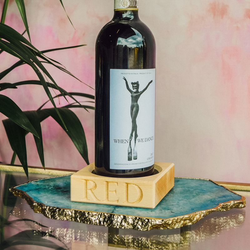 'Red' Beech Wood Single Bottle Stand