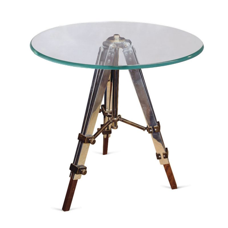 Radius Glass Side Table with Tripod Legs 