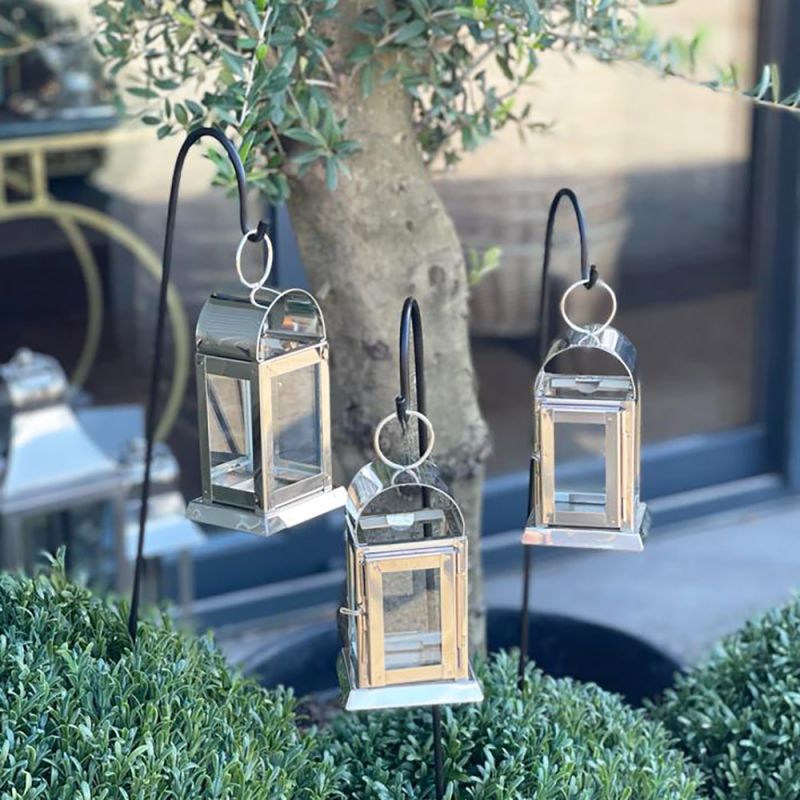 Mini Arch Tea Light Lantern & Black Matt Mini Stake