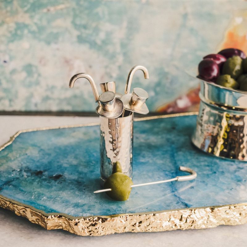 Set of 6 Top Hat & Cane Olive Picks with Holder | PRE-ORDER - DUE LATE AUGUST