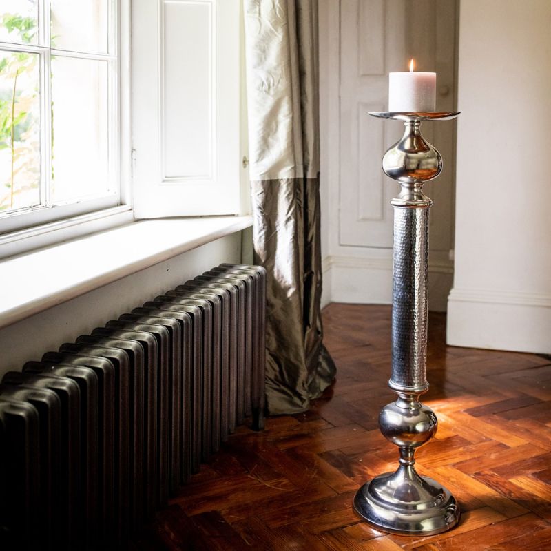 Medium Aluminium Pillar Candle Holder 