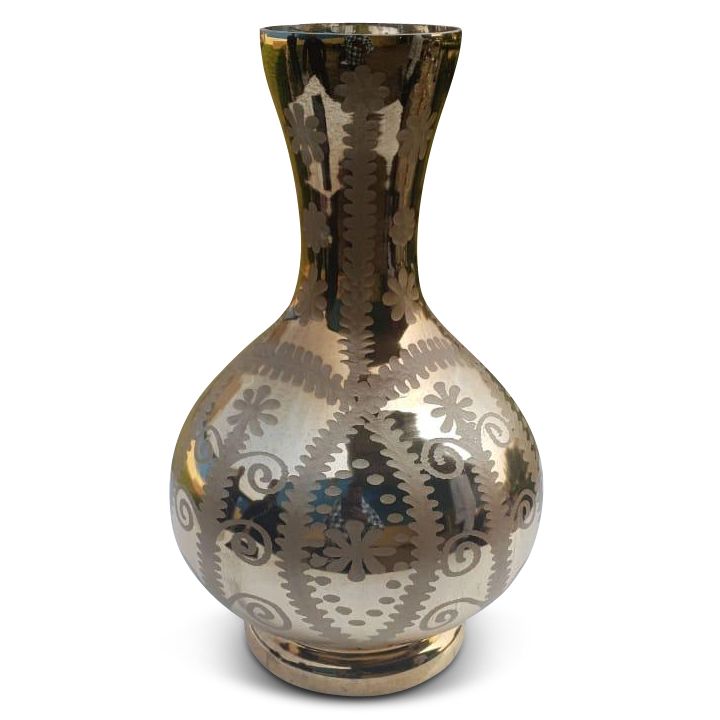 Small Florentine Gold Vase with Floral Etching