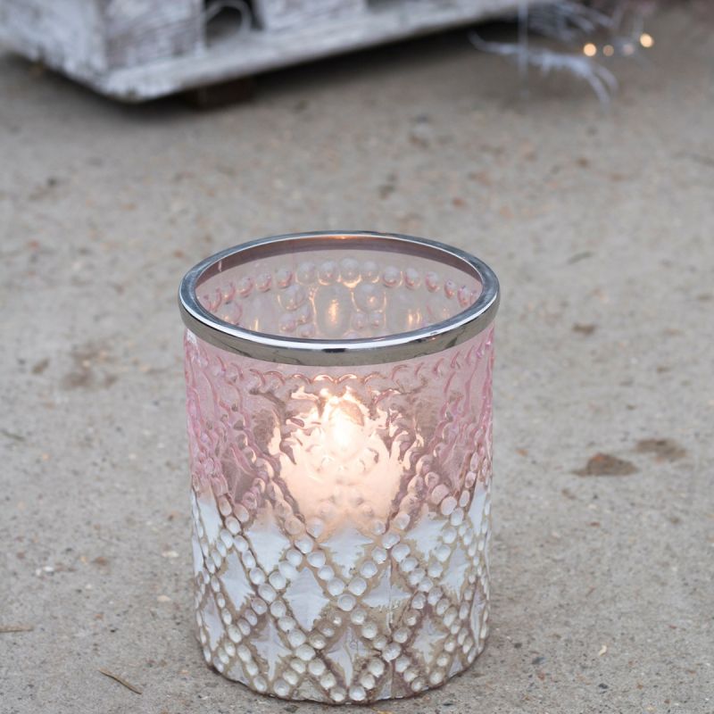 Medium Rose Tinted Glass Votive