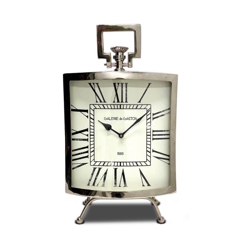 Rowley Medium Carriage Mantel Clock - Nickel Finish