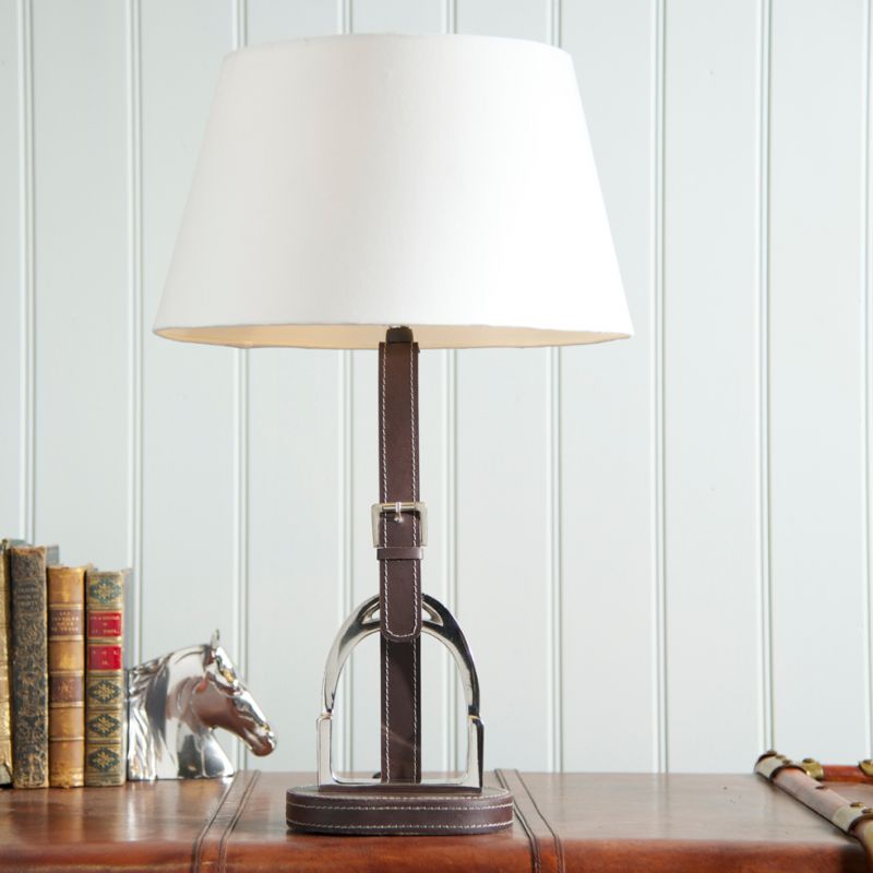 Stirrup Lamp with Brown Leather