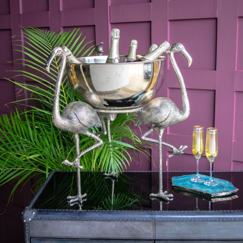 Flamingo Punch Bowl  - Silver Finish