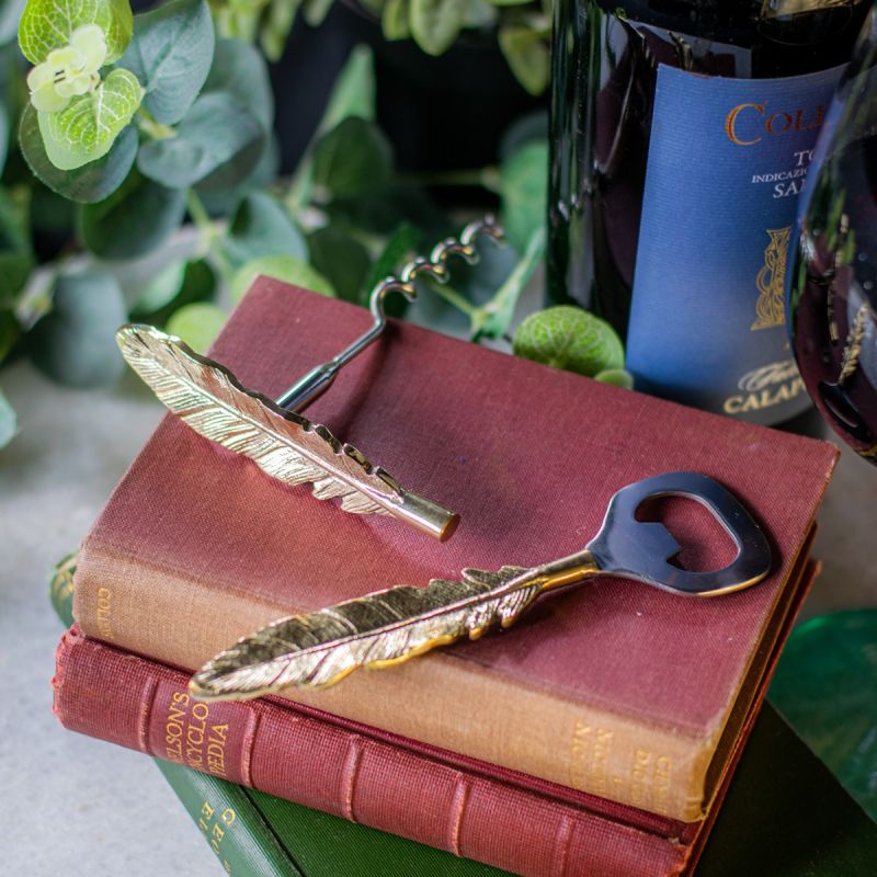 Golden Feather Cork Screw & Bottle Opener