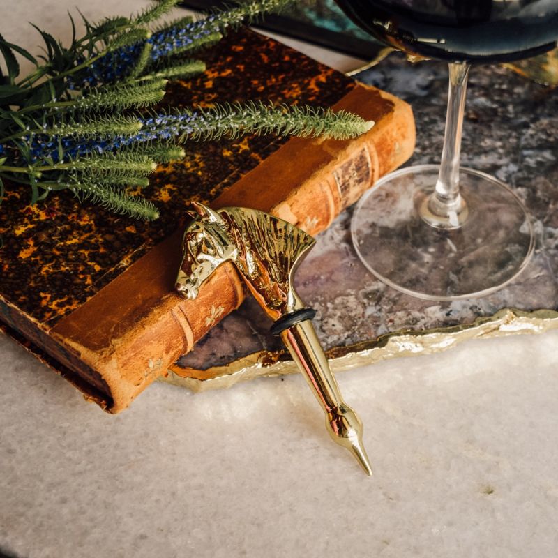 Horse Head Bottle Stopper - Gold Finish