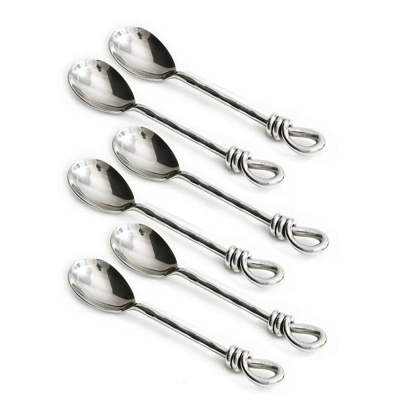 Set of 6 Hammered Knot Tea Spoons