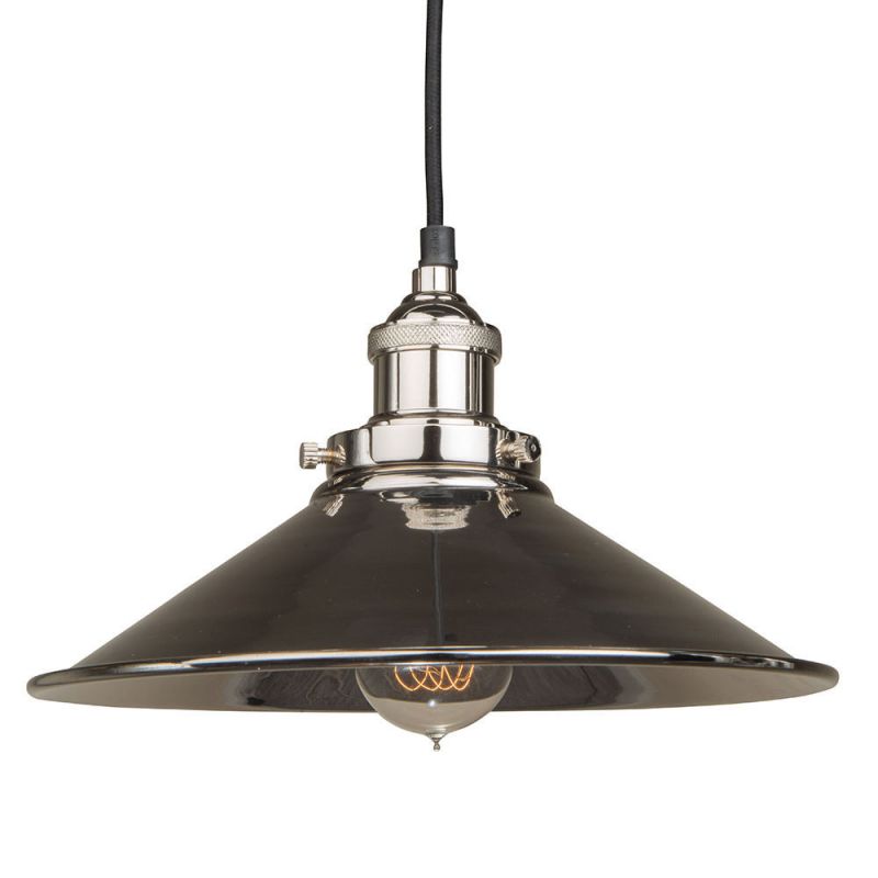 Polished Nickel Pendant Fitment with Large Polished Nickel Metal Triangular Shade