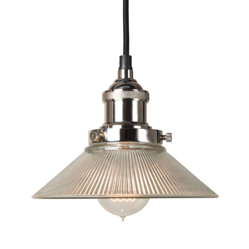 Polished Nickel Pendant Fitment with Small Ribbed Triangular Shade | PRE-ORDER - DUE EARLY SEPTEMBER