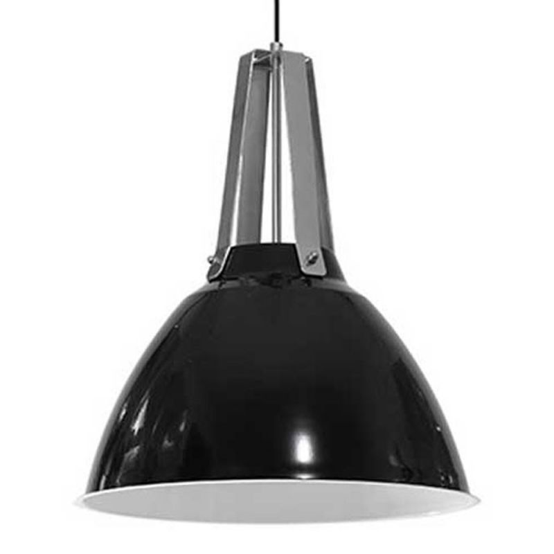 Two Tone Domed Industrial Pendant - Black Dome