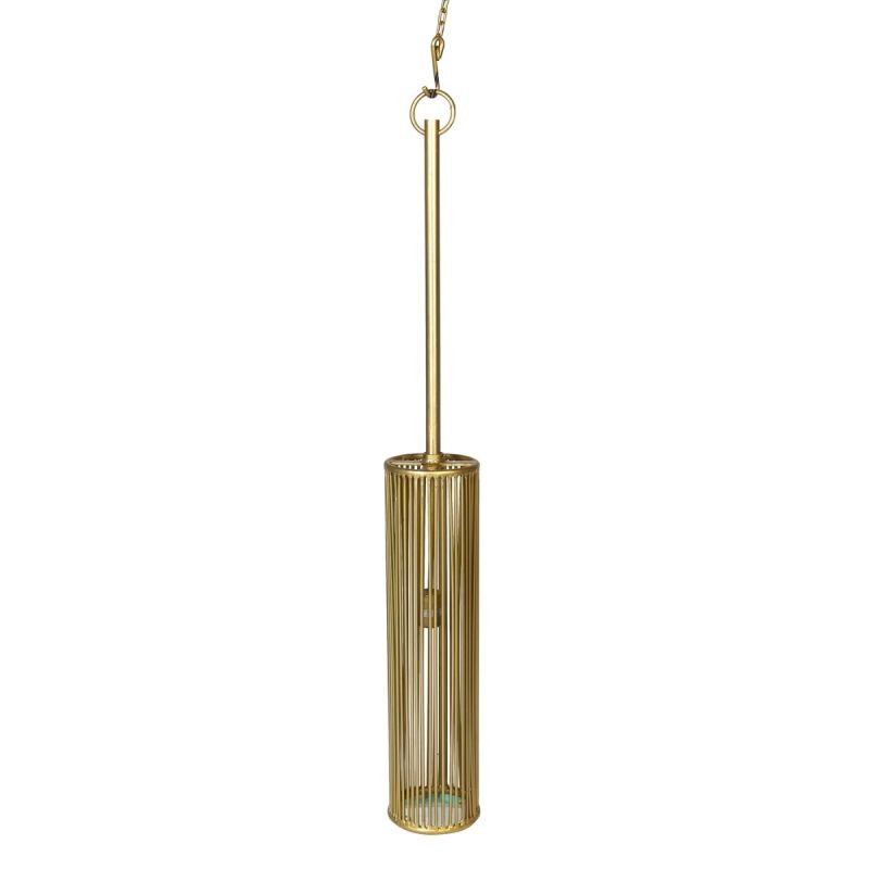 Large Cylindrical Wire Pendant Light - Gold Finish | PERFECTLY IMPERFECT