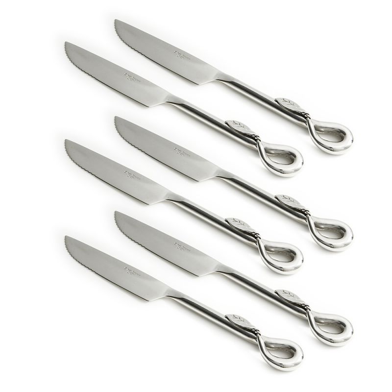 Set of Six Leaf Steak Knives