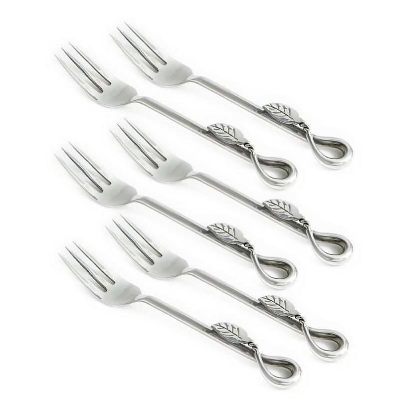 Set of 6 Leaf Pastry Forks 