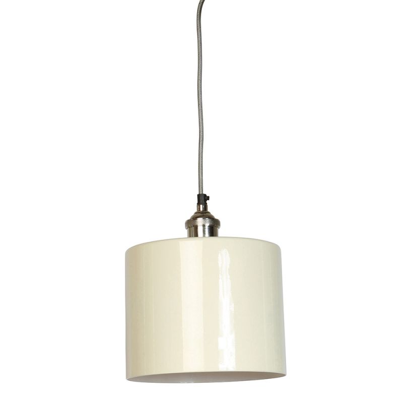 Moderne Large Cream Cylinder Shade with Nickel Fitment