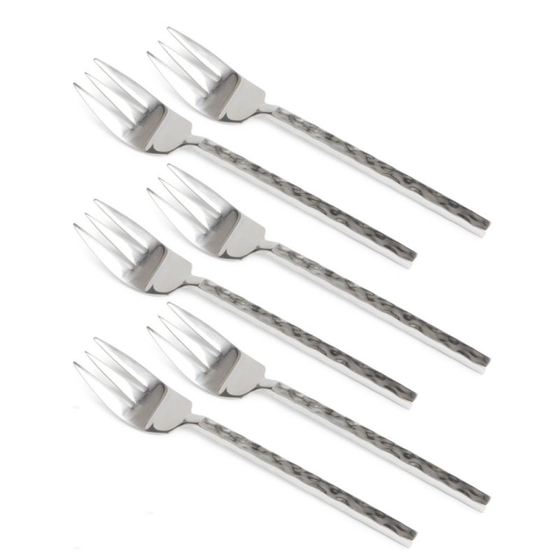 Set of Six Millennium Hammered Fish Forks 