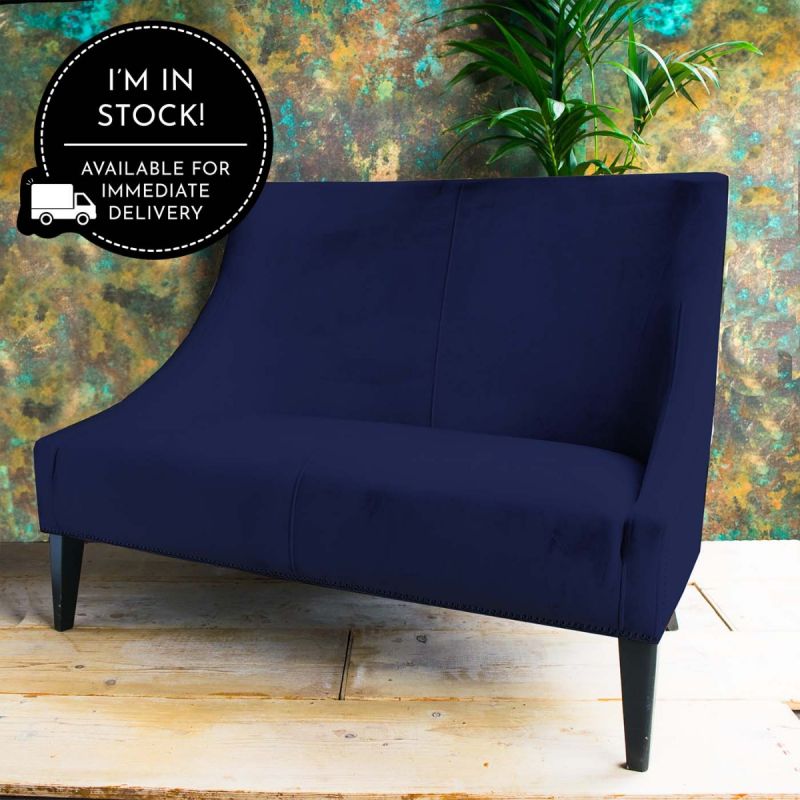 Marit Two-Seater Velvet Marine Blue Sofa with Studs 