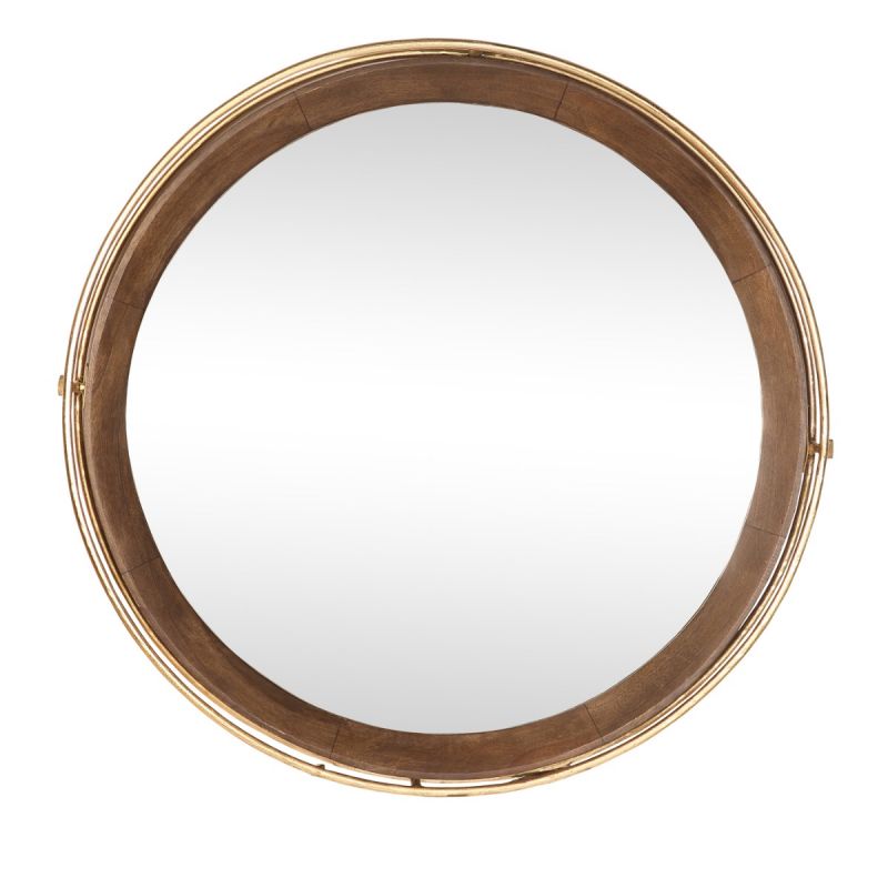 Large Round Orion Mirror with Dark Wood Frame | EX-DISPLAY