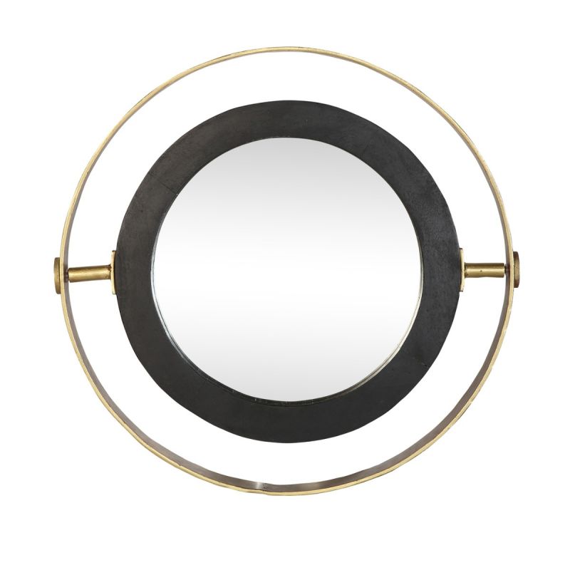 Large Round Orion Mirror with Black Wood Frame | EX-DISPLAY