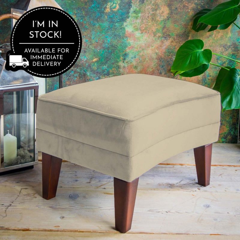 Romeo Velvet Cream Footstool