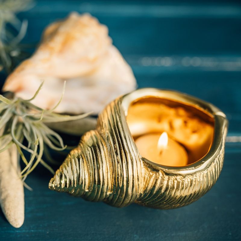 Sea Snail Gold Tea Light Holder