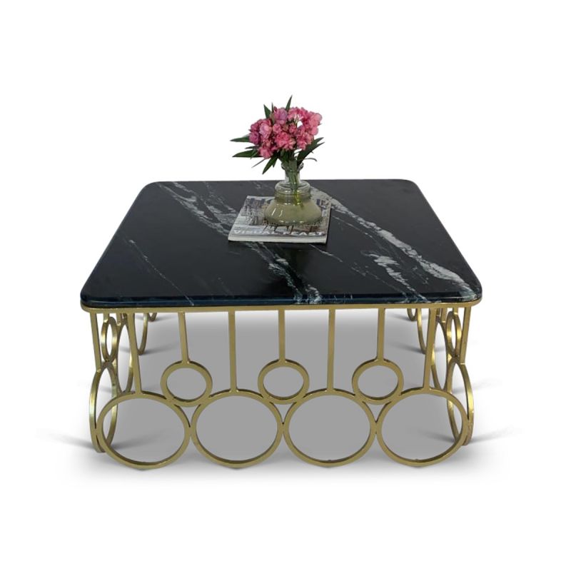 Greta Brass and Marble Square Coffee Table