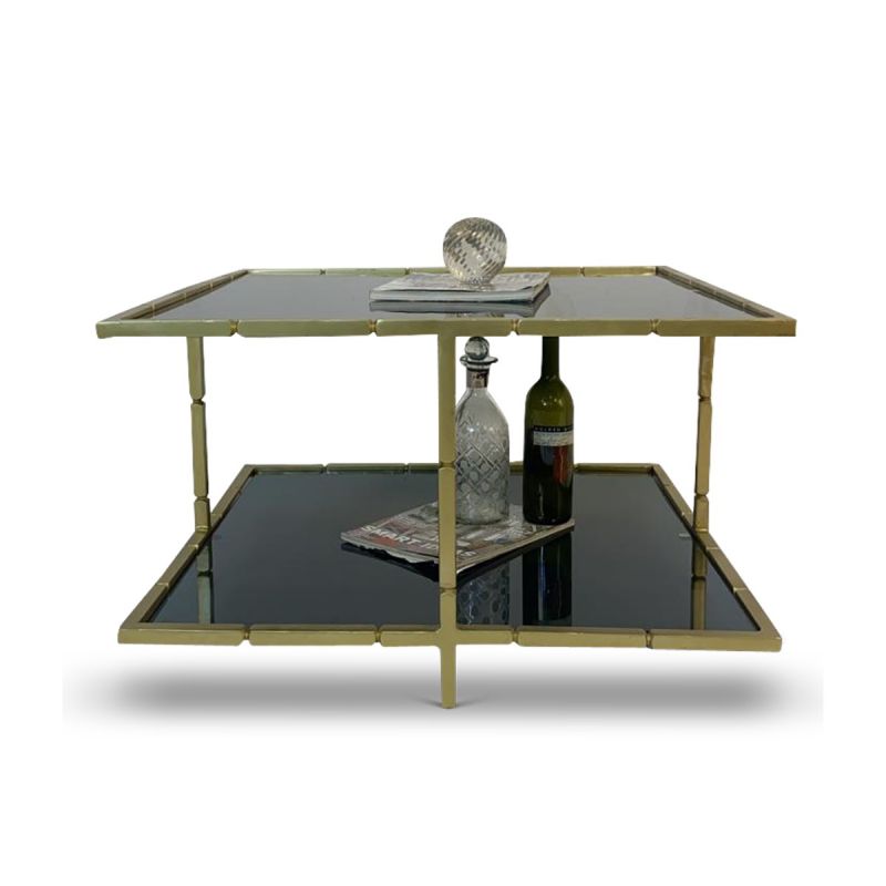 Antique Brass Square Frame Coffee Table