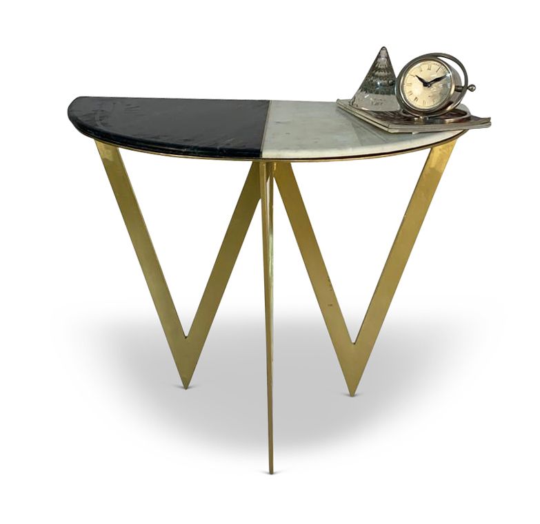 Two Tone Marble Top Console Table