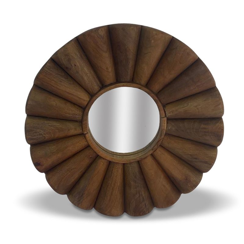 Hyde Wooden Round Mirror