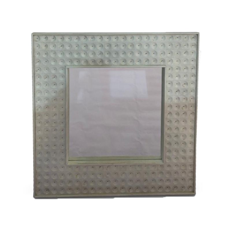 Wooden Circle Carved Square Mirror