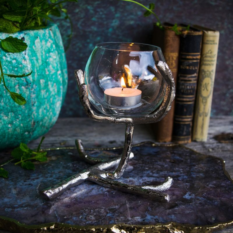 Silver Branch Single Tea Light Holder 