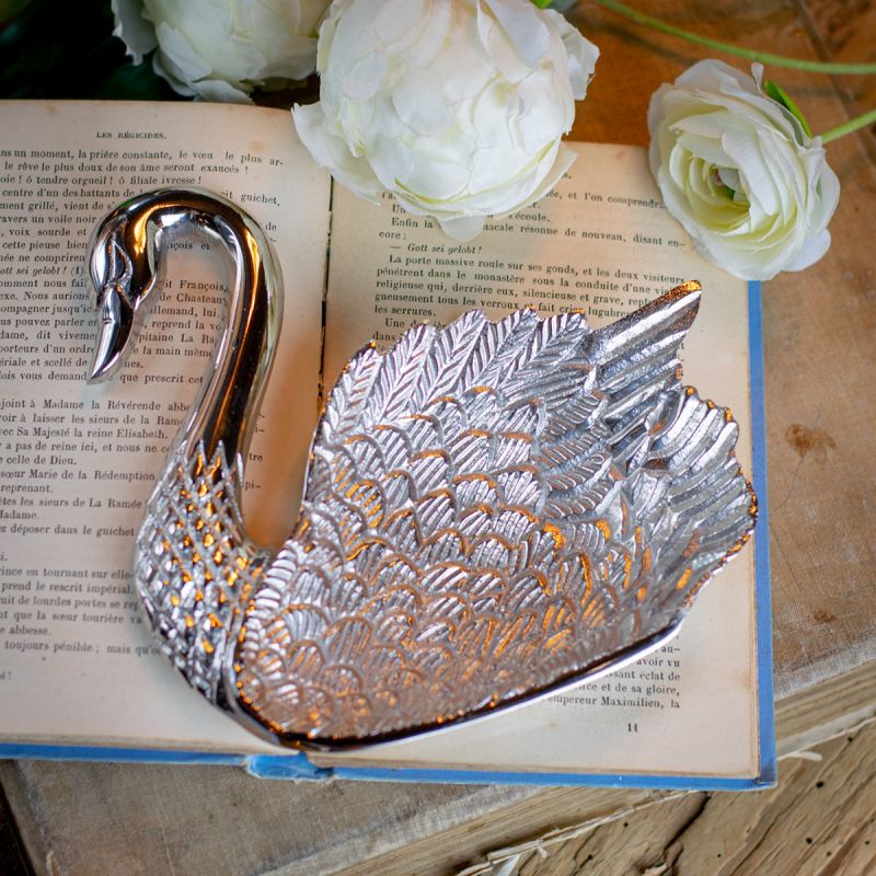 Swan Trinket Dish - Silver Finish