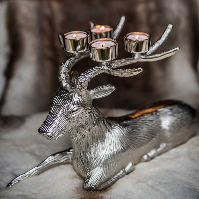 Resting Stag Tea Light Holder 