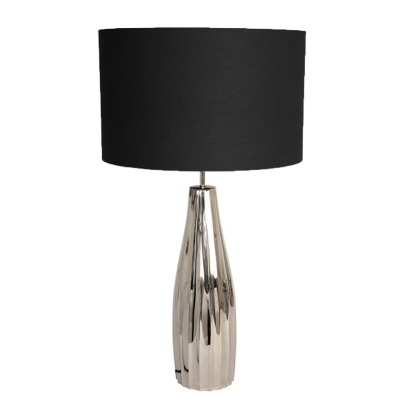 Fluted Table Lamp With Black Shade 