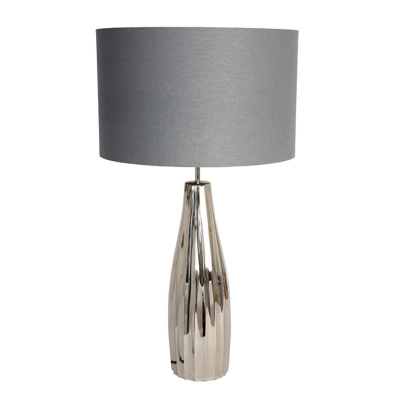 Fluted Table Lamp with Grey Shade