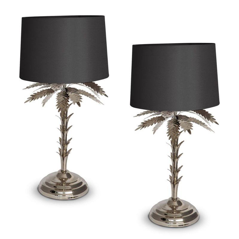 Pair Of Palm Tree Table Lamps with Black Shade | EX-DISPLAY