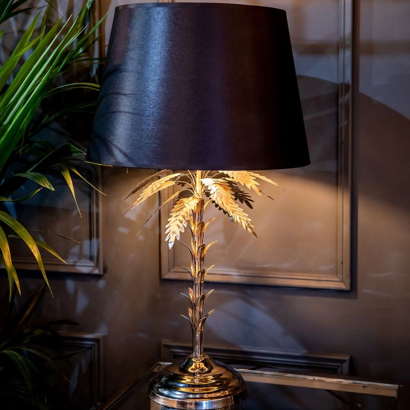 Palm Tree Table Lamp with Black Shade