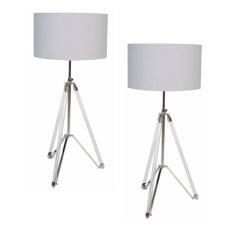 Pair of Acrylic Tripod Table Lamps | EX-DISPLAY