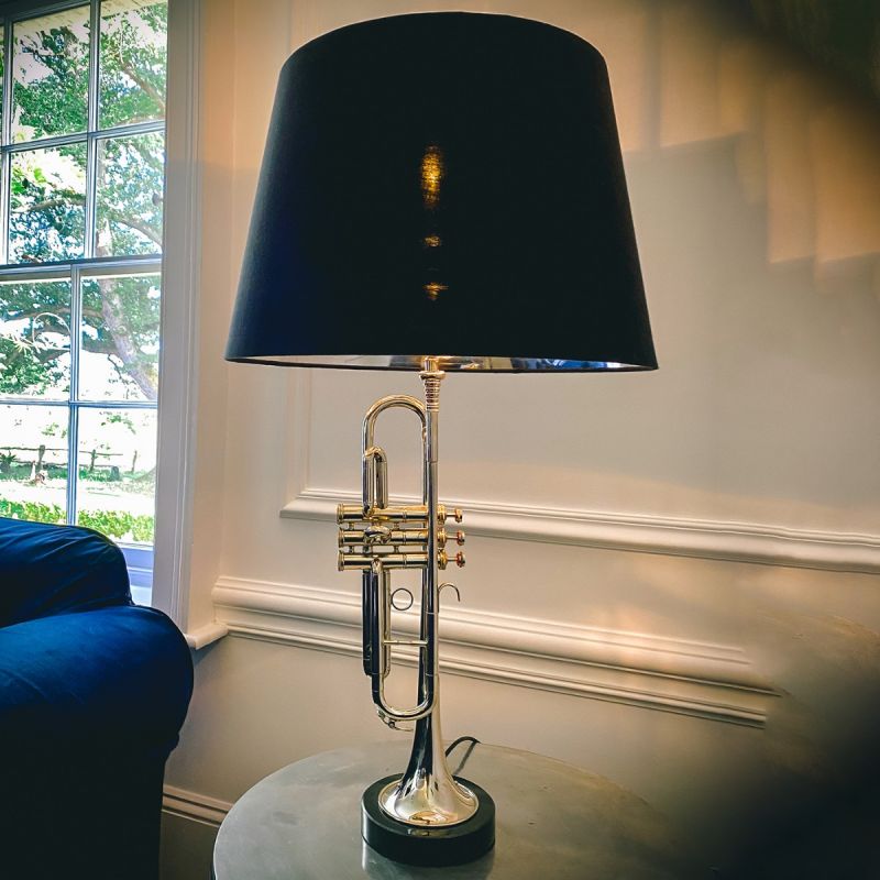 Armstrong Trumpet Lamp with Black Shade 