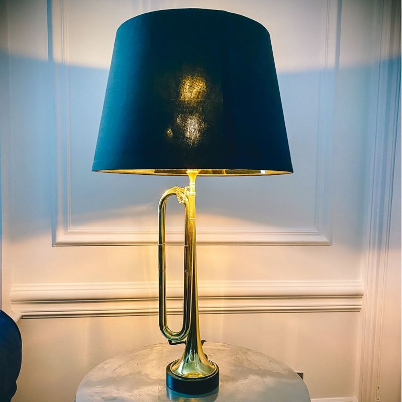 Large Hanover Bugle Lamp with Black Shade