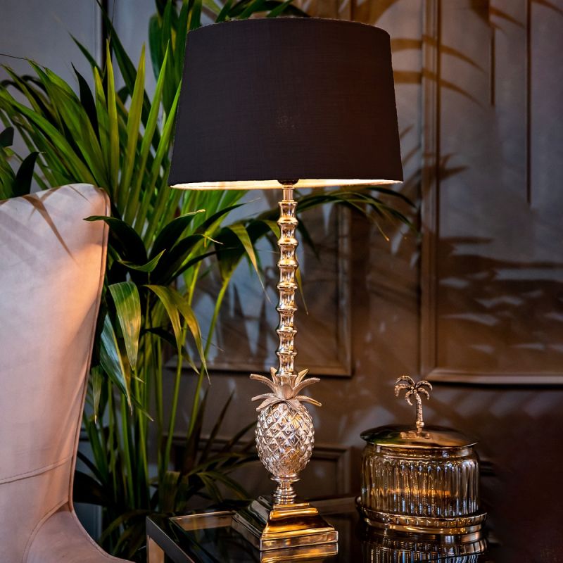 Pineapple Table Lamp with Black Shade 