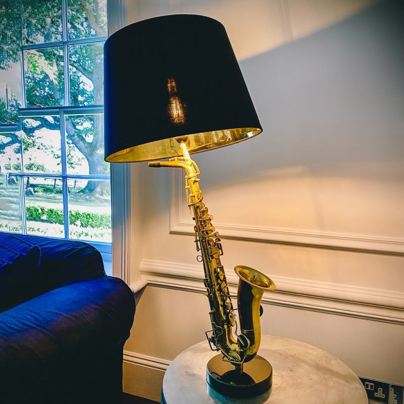 Washington Saxophone Table Lamp with Black Shade