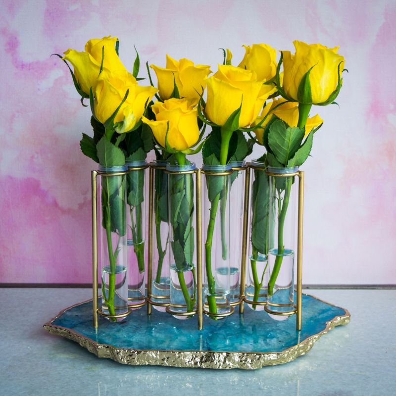 W-Shaped Test Tube Vase - Gold Finish 