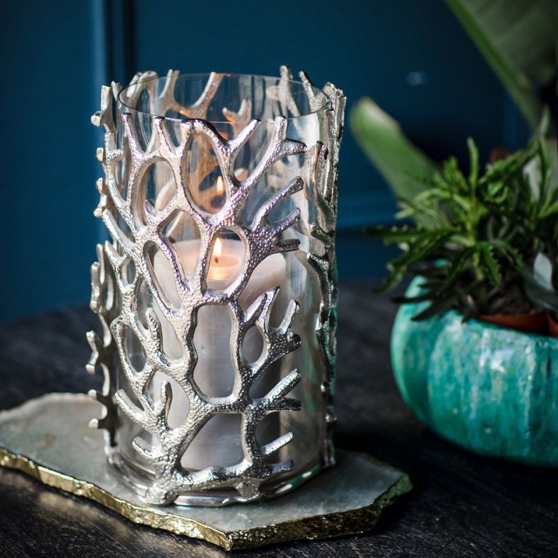 Large Coral Hurricane Lantern