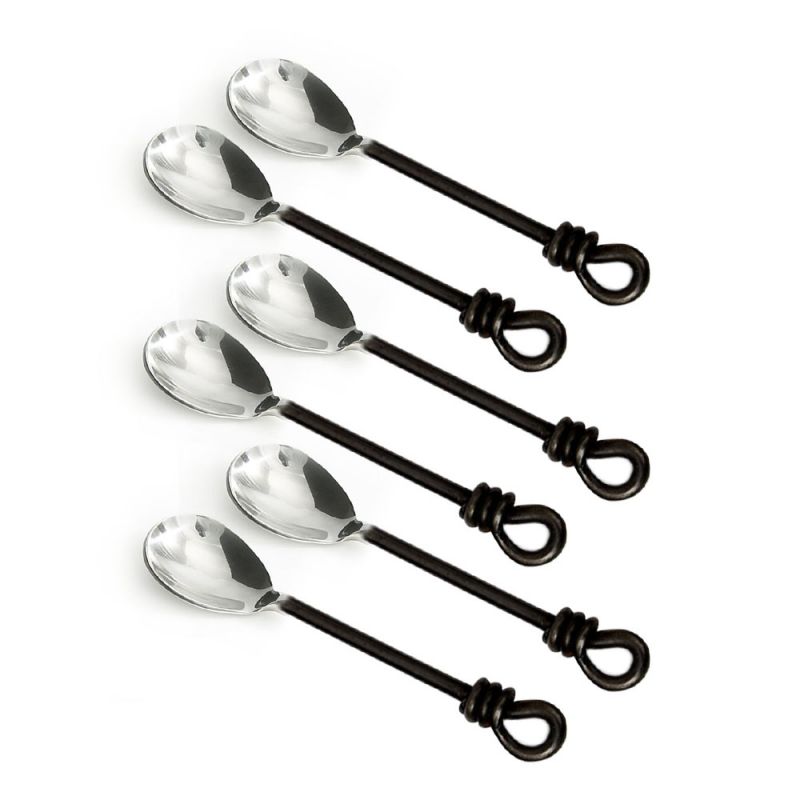 Set of Six Unpolished Knot Tea Spoons